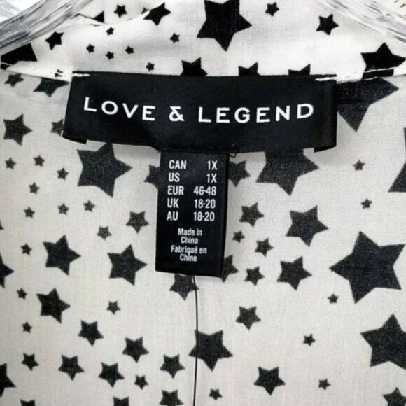 Addition Elle - 1x Love & Legend - Celestial Stars Button Down Shirt with Belt - Picture 3 of 10